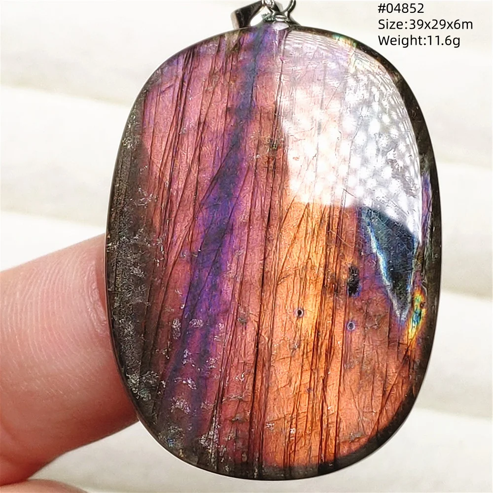 Purple Labradorite Pendant, Rare Natural Stone Necklace