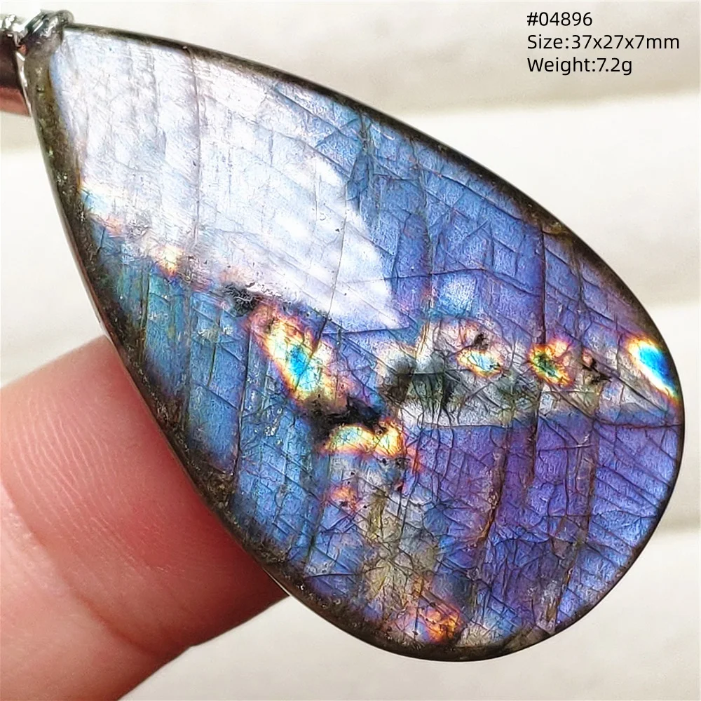 Purple Labradorite Pendant, Rare Natural Stone Necklace