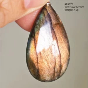 Purple Labradorite Water Drop Pendant with Gold Flash - Image 15