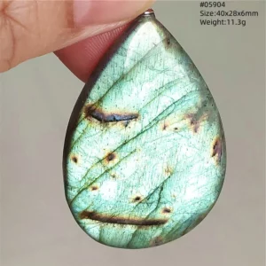 Purple Labradorite Water Drop Pendant with Gold Flash - Image 30