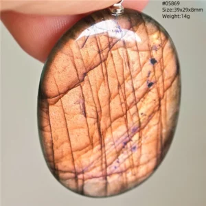 Purple Labradorite Water Drop Pendant with Gold Flash - Image 4