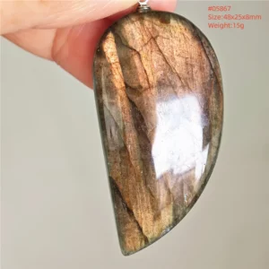 Purple Labradorite Water Drop Pendant with Gold Flash - Image 10