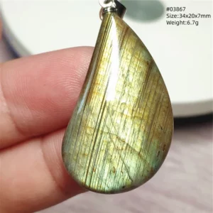 Purple Labradorite Water Drop Pendant with Gold Flash - Image 45
