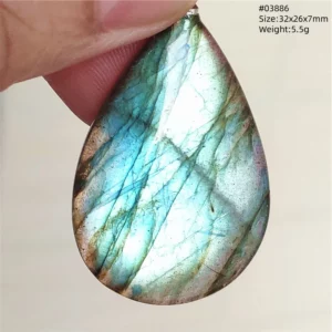 Purple Labradorite Water Drop Pendant with Gold Flash - Image 13