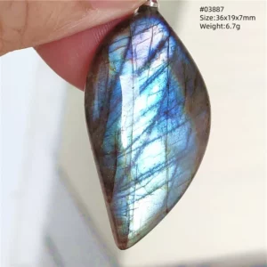 Purple Labradorite Water Drop Pendant with Gold Flash - Image 7