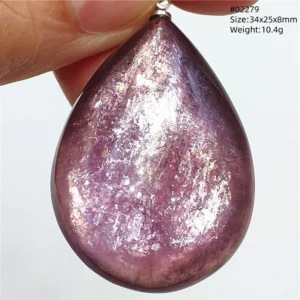 Purple Lepidolite & Red Tourmaline Flash Pendant Necklace - Image 10