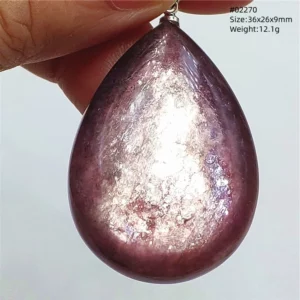 Purple Lepidolite & Red Tourmaline Flash Pendant Necklace - Image 70