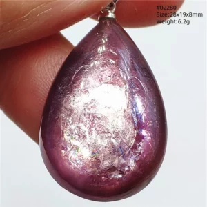 Purple Lepidolite & Red Tourmaline Flash Pendant Necklace - Image 8