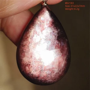 Purple Lepidolite & Red Tourmaline Flash Pendant Necklace - Image 19