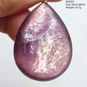 Purple Lepidolite & Red Tourmaline Flash Pendant Necklace - Image 14