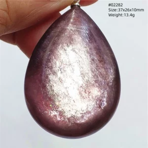 Purple Lepidolite & Red Tourmaline Flash Pendant Necklace - Image 12