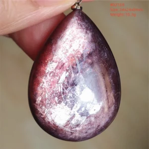 Purple Lepidolite & Red Tourmaline Flash Pendant Necklace - Image 47