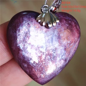 Natural Lepidolite, Red Tourmaline & Clear Quartz Pendant - Image 2