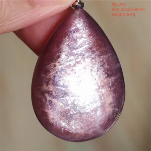 Natural Lepidolite, Red Tourmaline & Clear Quartz Pendant - Image 57