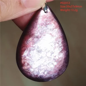 Natural Lepidolite, Red Tourmaline & Clear Quartz Pendant - Image 48