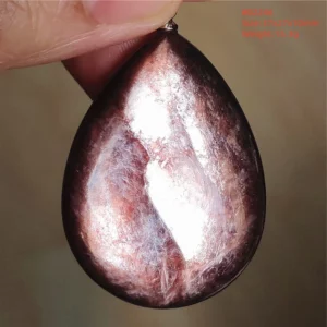 Natural Lepidolite, Red Tourmaline & Clear Quartz Pendant - Image 37