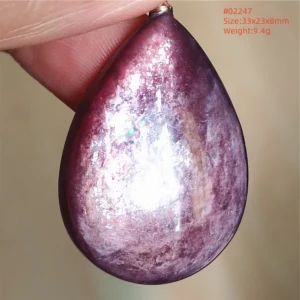 Natural Lepidolite, Red Tourmaline & Clear Quartz Pendant - Image 39