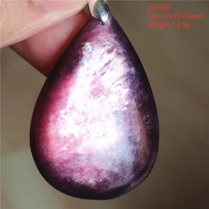 Natural Lepidolite, Red Tourmaline & Clear Quartz Pendant - Image 16