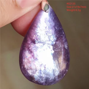 Natural Lepidolite, Red Tourmaline & Clear Quartz Pendant - Image 17