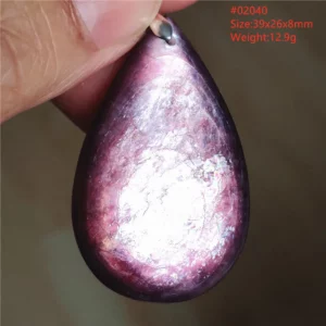 Natural Lepidolite, Red Tourmaline & Clear Quartz Pendant - Image 70