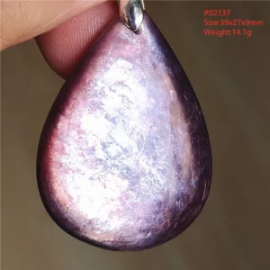 Natural Lepidolite, Red Tourmaline & Clear Quartz Pendant - Image 29