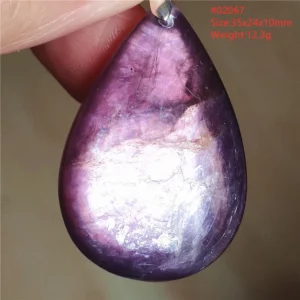 Natural Lepidolite, Red Tourmaline & Clear Quartz Pendant - Image 31