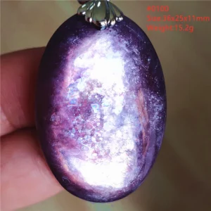Natural Lepidolite, Red Tourmaline & Clear Quartz Pendant - Image 4