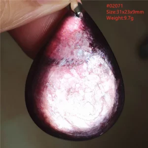 Natural Lepidolite, Red Tourmaline & Clear Quartz Pendant - Image 36