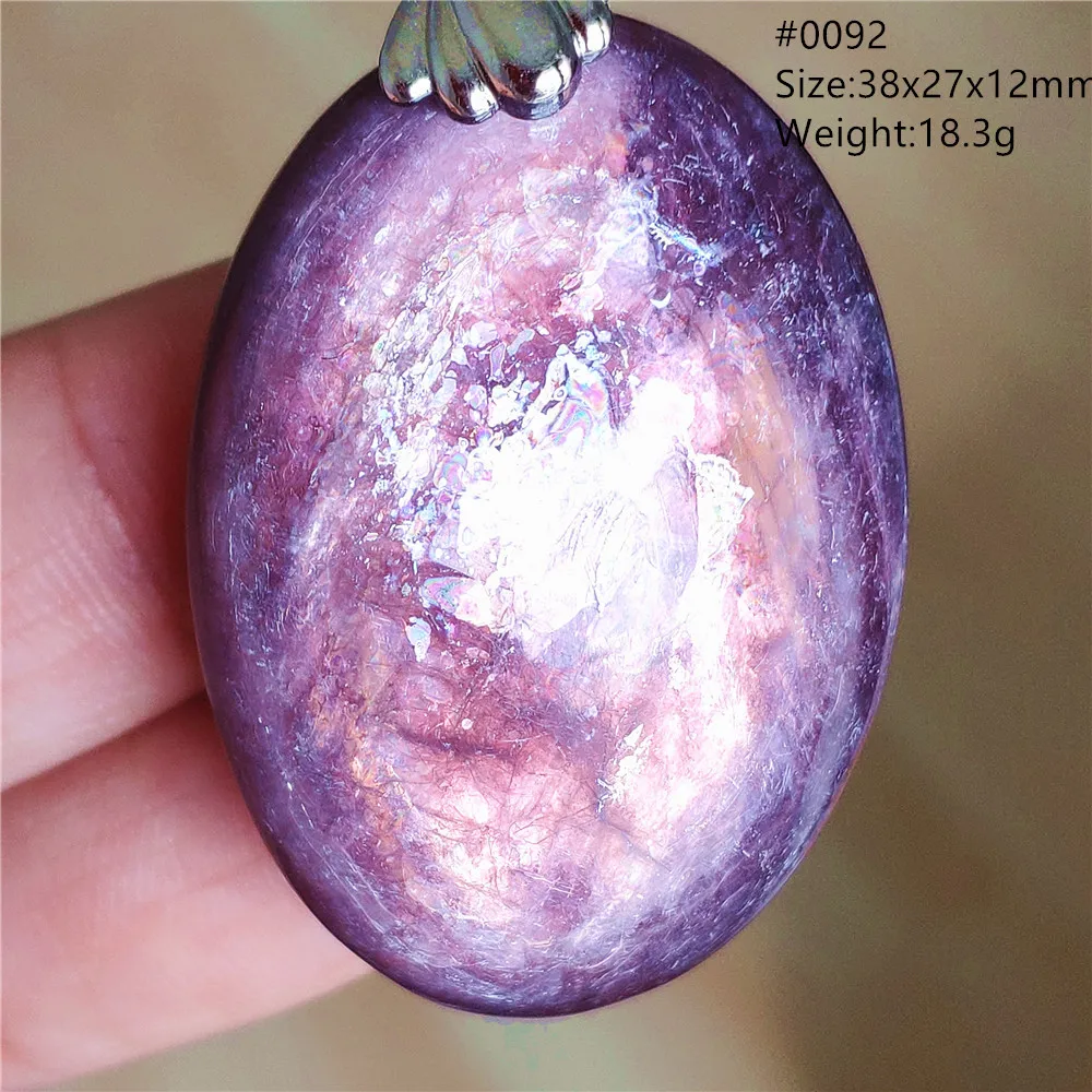 Natural Lepidolite, Red Tourmaline & Clear Quartz Pendant