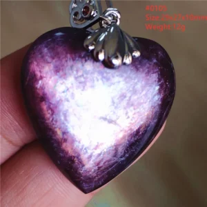 Natural Lepidolite, Red Tourmaline & Clear Quartz Pendant - Image 5