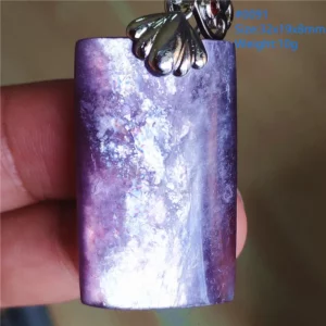 Natural Lepidolite, Red Tourmaline & Clear Quartz Pendant - Image 71