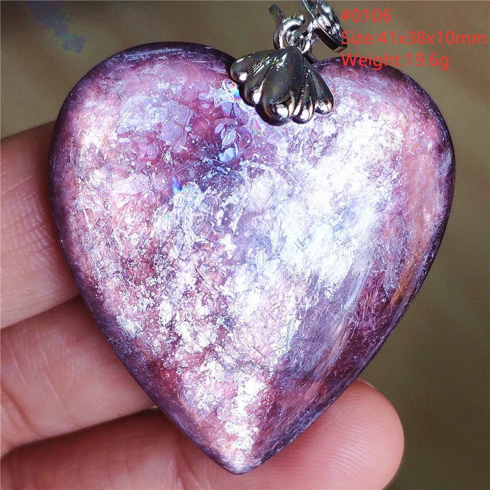 Natural Lepidolite, Red Tourmaline & Clear Quartz Pendant