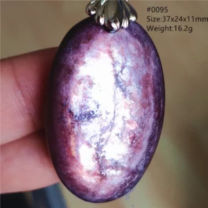 Natural Lepidolite, Red Tourmaline & Clear Quartz Pendant - Image 68