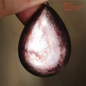 Natural Lepidolite, Red Tourmaline & Clear Quartz Pendant - Image 47