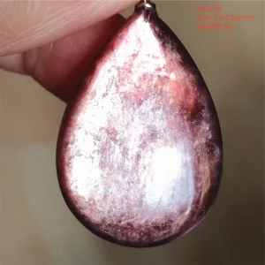 Natural Lepidolite, Red Tourmaline & Clear Quartz Pendant - Image 50
