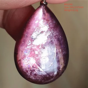 Natural Lepidolite, Red Tourmaline & Clear Quartz Pendant - Image 52