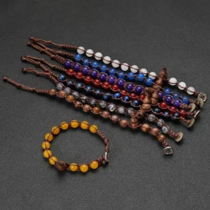 Natural Stone Tibetan Buddhist Ruyi Gourd Meditation Bracelet - Image 3