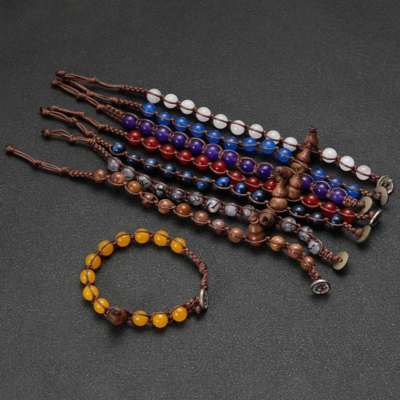 Natural Stone Tibetan Buddhist Ruyi Gourd Meditation Bracelet