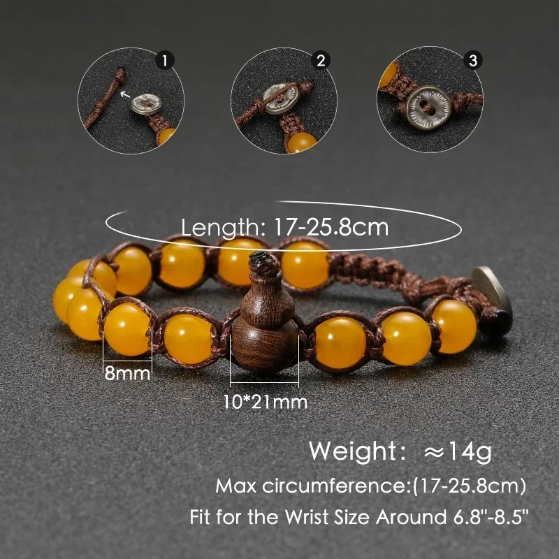 Natural Stone Tibetan Buddhist Ruyi Gourd Meditation Bracelet