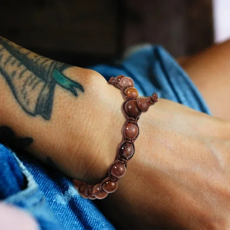 Natural Stone Tibetan Buddhist Ruyi Gourd Meditation Bracelet