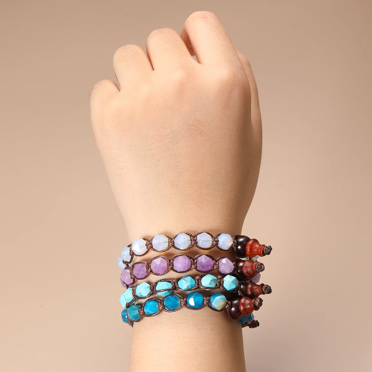 Natural Stone Handwoven Adjustable Lucky Bracelet - Image 3