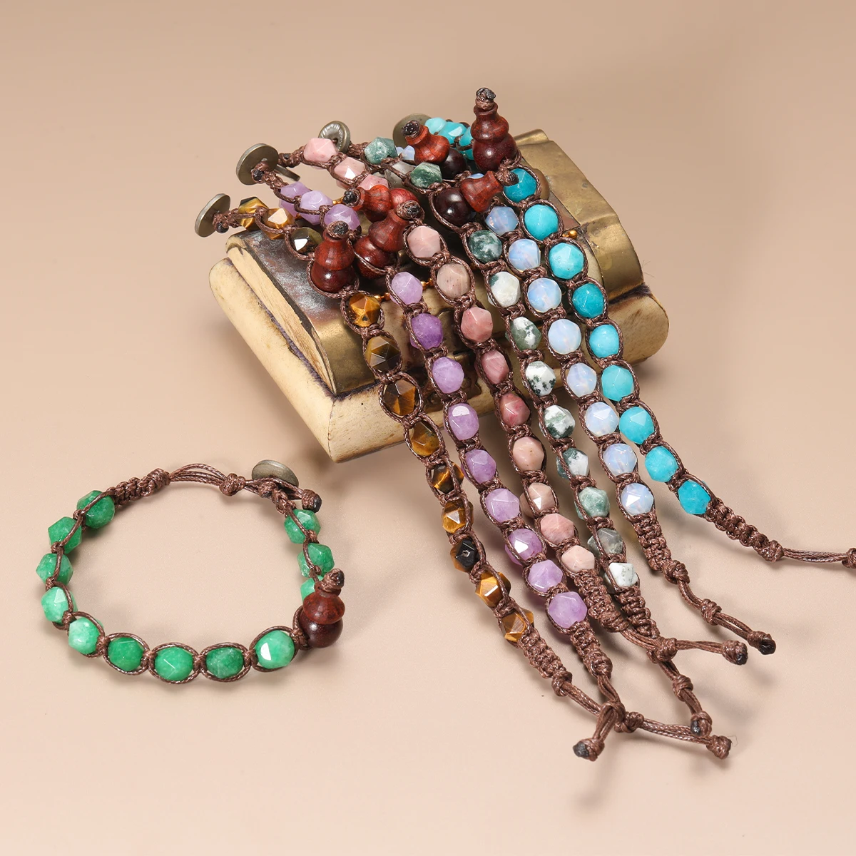 Natural Stone Handwoven Adjustable Lucky Bracelet - Image 4