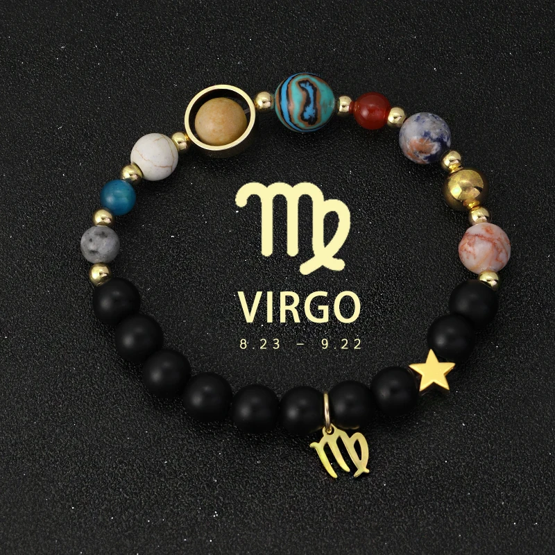 Celestial Crystal Zodiac Bracelet with Eight Planets