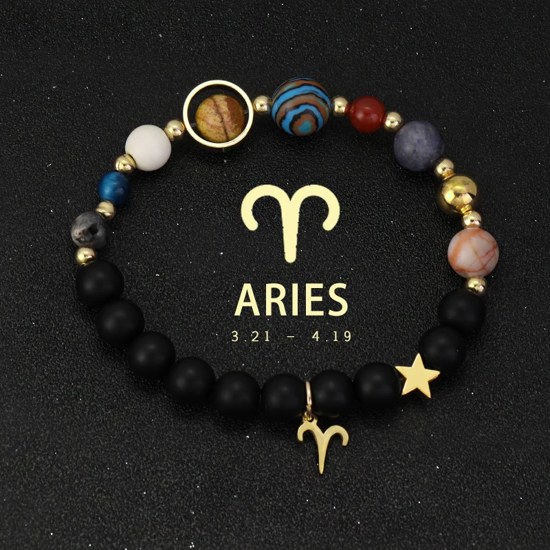Celestial Crystal Zodiac Bracelet with Eight Planets