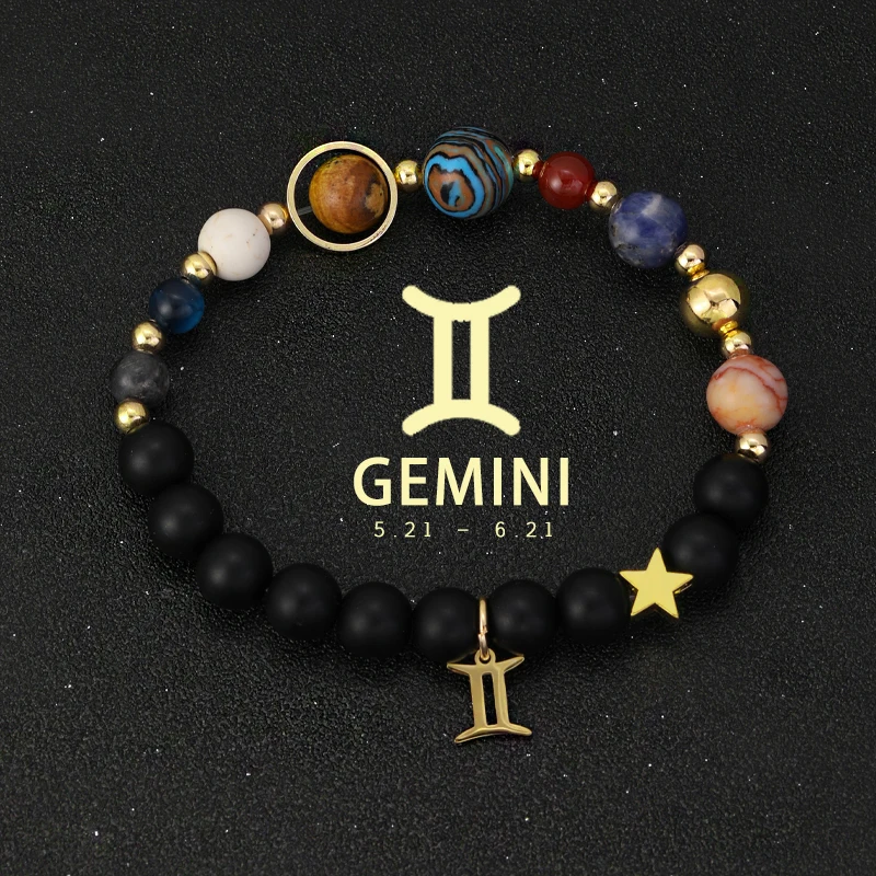 Celestial Crystal Zodiac Bracelet with Eight Planets