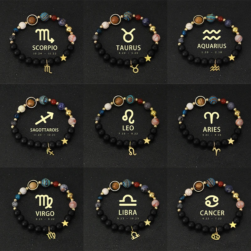 Celestial Crystal Zodiac Bracelet with Eight Planets