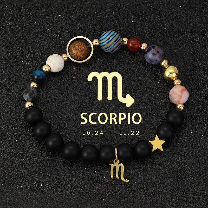Celestial Crystal Zodiac Bracelet with Eight Planets