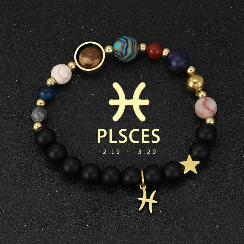 Celestial Crystal Zodiac Bracelet with Eight Planets