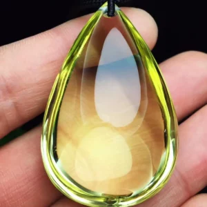 Natural Yellow Citrine Crystal Pendant Necklace, Genuine AAAAA - Image 1