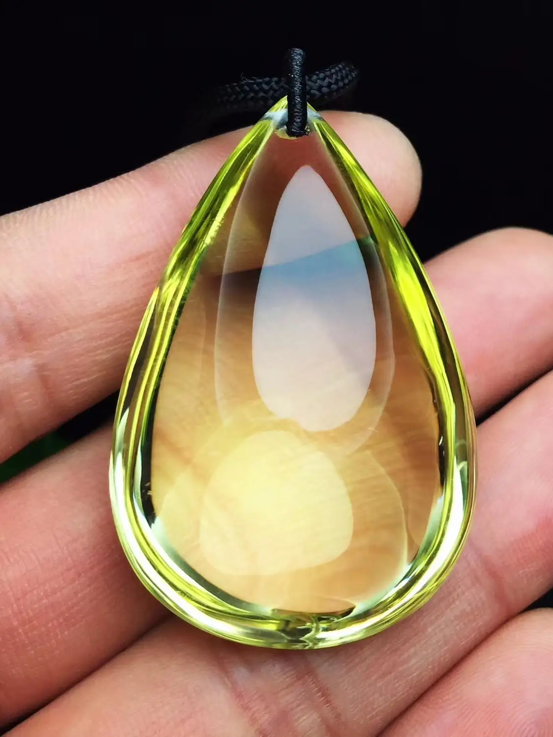 Natural Yellow Citrine Crystal Pendant Necklace, Genuine AAAAA - Image 1